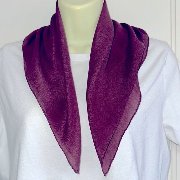 Plum colored chiffon polyester square scarf - Picture 1 of 4